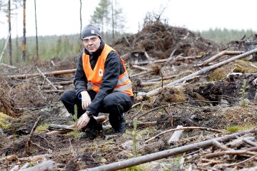  Istutustiheydet valvontakohteilla vastasivat hyvin metsänhoitosuositusten tavoitetiheyksiä. Kari Kuusiniemi kertoo. (Kuvaaja: Sami Karppinen)