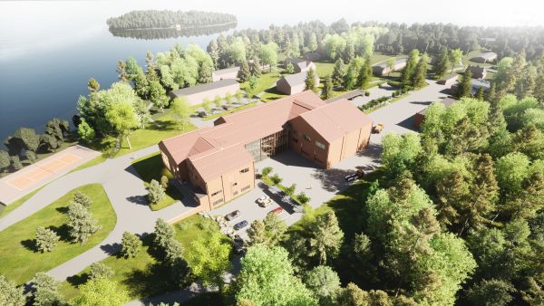 Havainnekuva Tuomarniemen uudesta monialaisesta kampuksesta, joka tulee yhdistämään Sedun ammatillisen opetuksen ja Ähtärin lukion.  