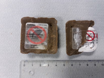 Syöttirokotteet ovat noin 5 x 4,5 x 1,5 senttimetrin kokoisia ja noin 30 gramman painoisia. (Kuvaaja: EviraTiina Nokireki)