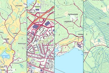 Visualisoituja karttaluonnoksia. (Kuva: Maanmittauslaitos)