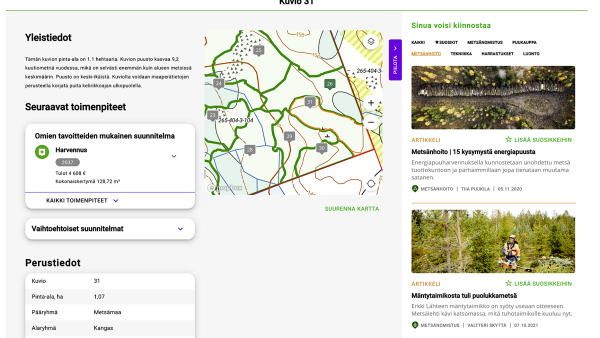 Metsätietäjän runkona toimivat avoimeen metsävaratietoon perustuvat metsätilan kuviotiedot sekä kuviokartta. Toimenpide-ehdotukset tehdään käyttäjän asettamien tavoitteiden perusteella. Ehdotukset huomioivat myös metsätilan hakkuumahdollisuudet kokonaisuudessaan metsäsuunnitelman tavoin.  