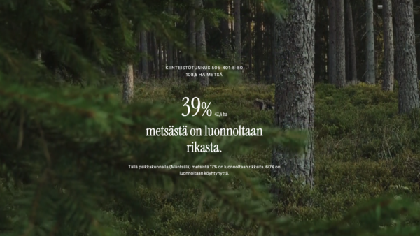 Tällainen on www.metsanarvo.fi.-sivuston esimerkkitilan luontoarvoprosentti.