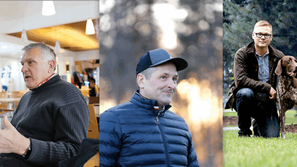 Harri Suutari on metsänomistajalistan 8. Hehtaareja on 3 574. Tapani Takamäki on listan 10. Hehtaareja on 3 460.  Matti Kylävainio on listan 51. Hehtaareja 1 668. (Kuvat: Sami Karppinen ja Emil Bobyrev)