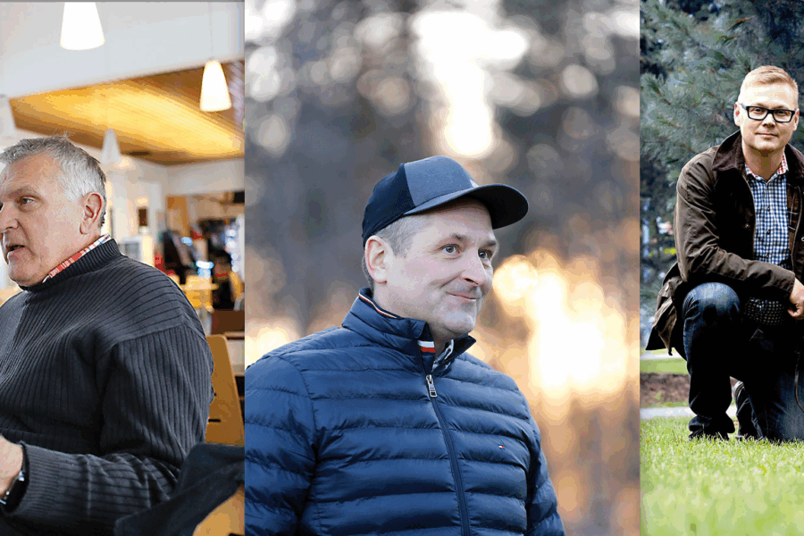 Harri Suutari on metsänomistajalistan 8. Hehtaareja on 3 574. Tapani Takamäki on listan 10. Hehtaareja on 3 460.  Matti Kylävainio on listan 51. Hehtaareja 1 668. (Kuvat: Sami Karppinen ja Emil Bobyrev)