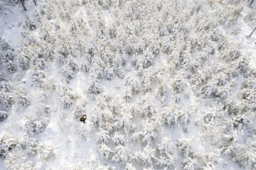 Puuston määrä selviää metsävaratiedoista, mutta laatu vain maastokäynnillä. Myyntikohteeseen perehtyminen alkaa lähimmästä rajapyykistä. Salomäki varaa tyypilliseen maastokäyntiin aikaa neljästä kuuteen tuntia. (Kuvaaja: Seppo Samuli)