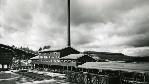 Honkalahden saha ja lajittelulaitos vuonna 1950. (Kuvaaja: Suomen elinkeinoelämän keskusarkisto, ELKA)