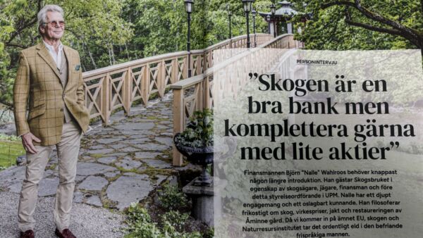 Björn Wahlroosia haastateltiin elokuun lopussa ilmestyneessä Skogsbruket-lehdessä.