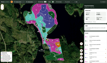 Metsäsuunnitelma-sovelluksessa on kolme tasoa. 